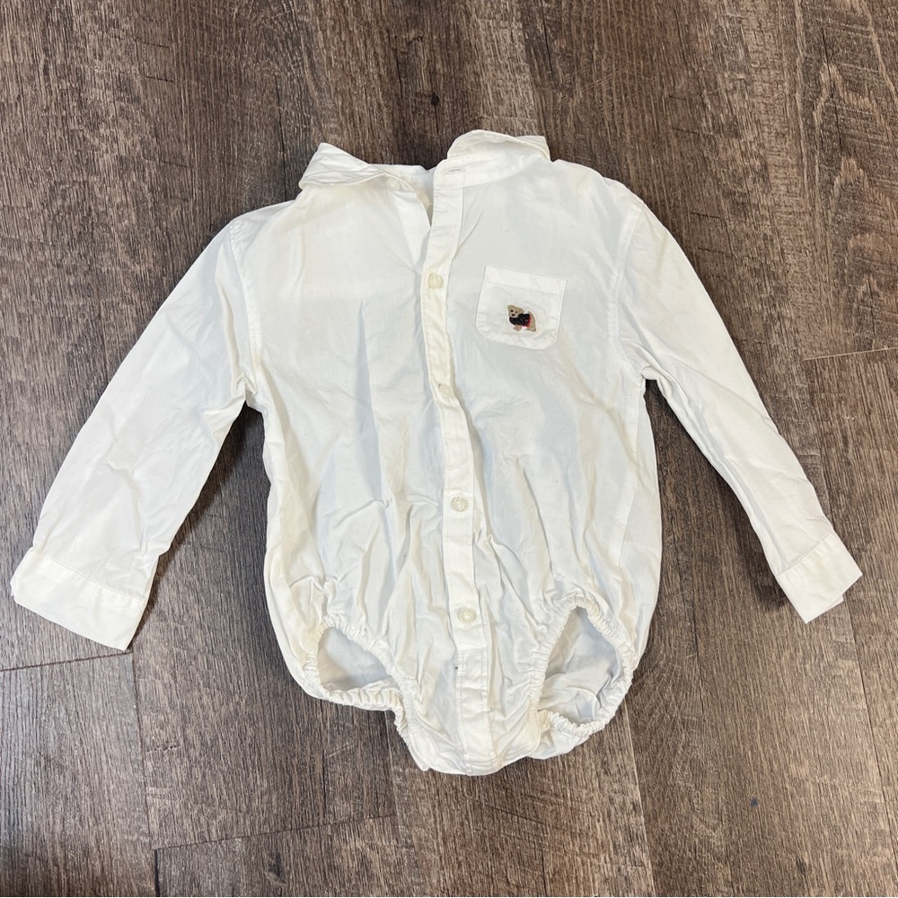Janie and Jack White Baby Shirt/Onesie with Embroidered Dog